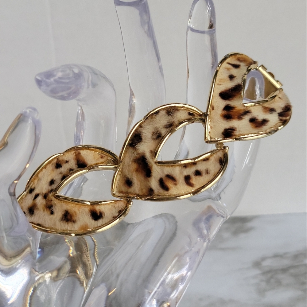 Leopard Print Gold Tone Book Bracelet